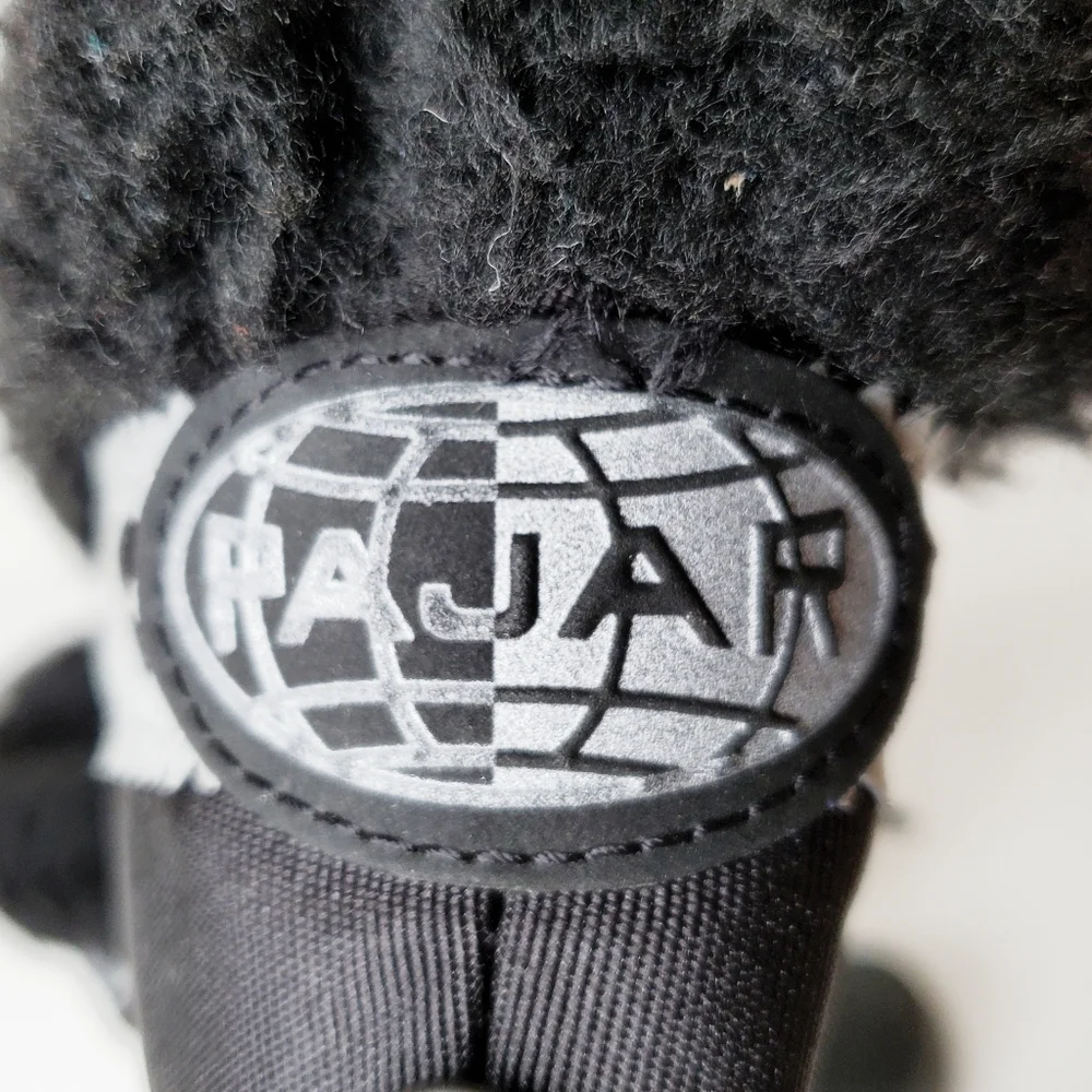 Pajar Black Faux Fur Kids Lace Up Boots Size 11